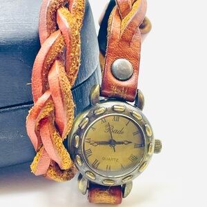Bade Braided Leather Strap Analog Wrap Watch with Buckle Band. 17 inches long
